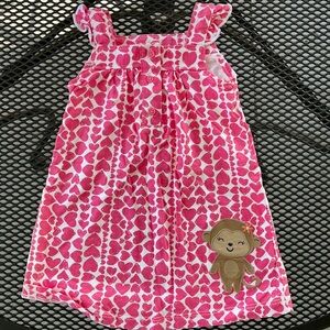 Carter’s Pink & White Cotton Monkey Dress Size 24m